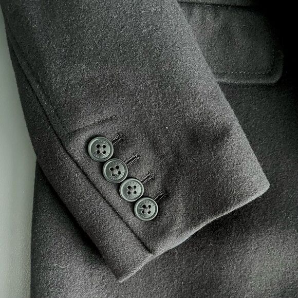 Closed Long Wool-Blend Stone Fire Pea Coat in Darkest Navy Size M Quiet Luxury - Picture 15 of 15